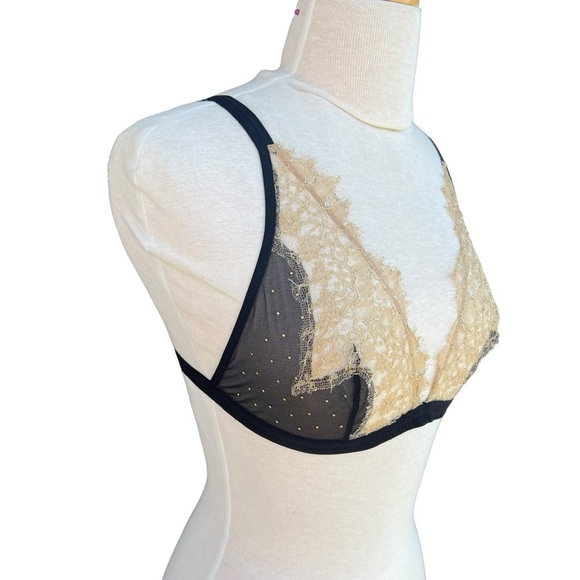 Valery Prestige Collection Luxury Gold Triangle Bra 38B Tulle Leavers Lace NWT - Picture 3 of 16